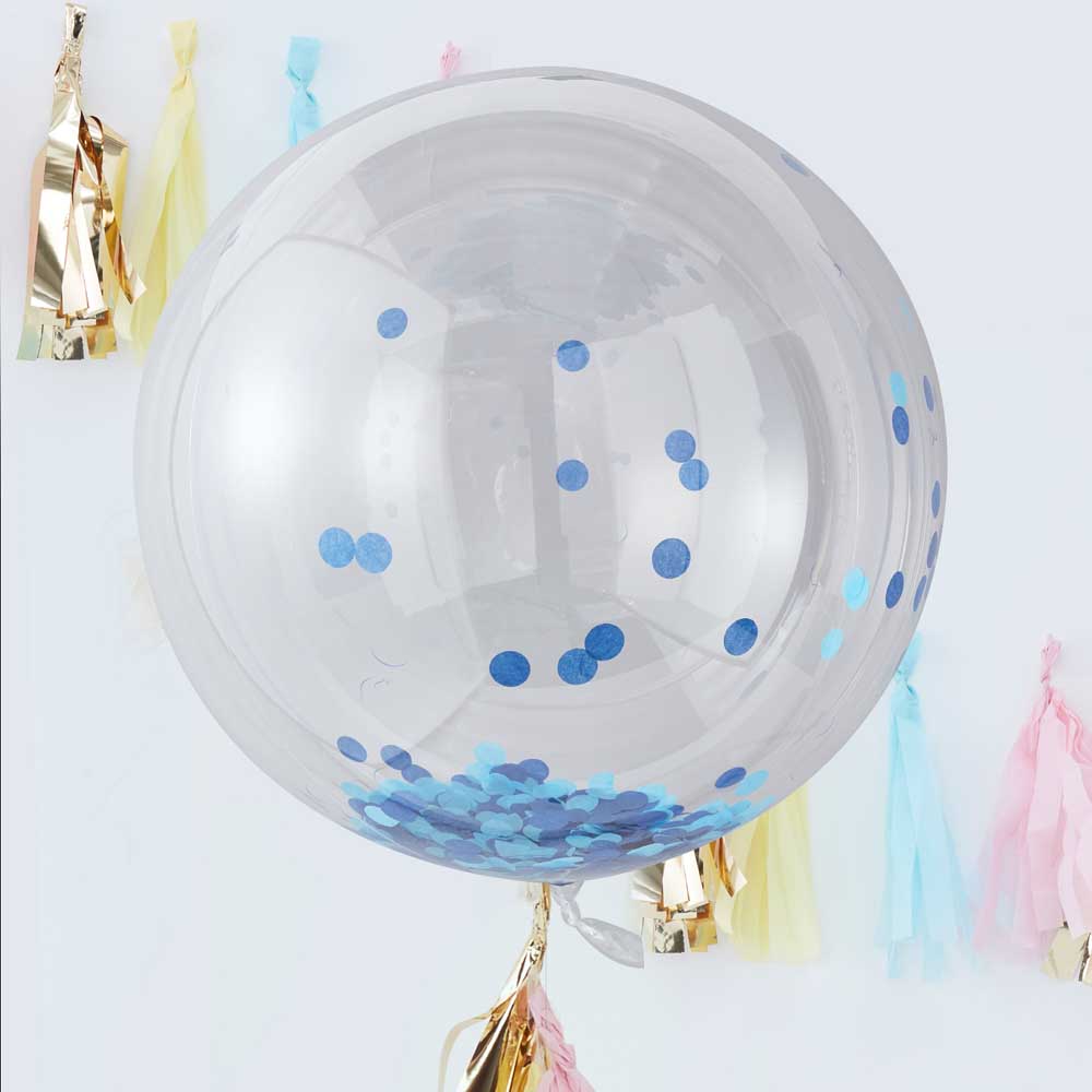 Giant Blue Confetti Orb Balloons