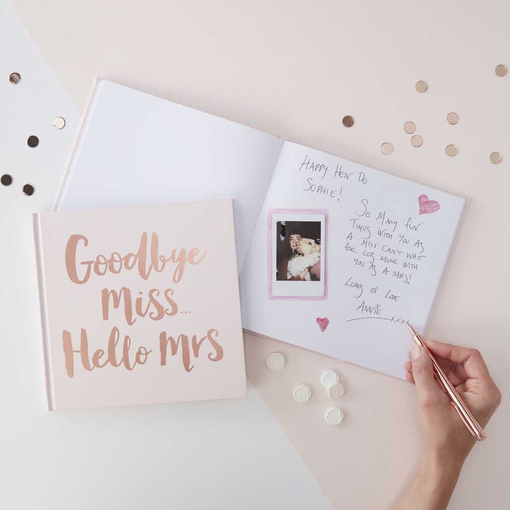 Rose Gold Foiled "Goodbye Miss Hello Mrs" Advice Book