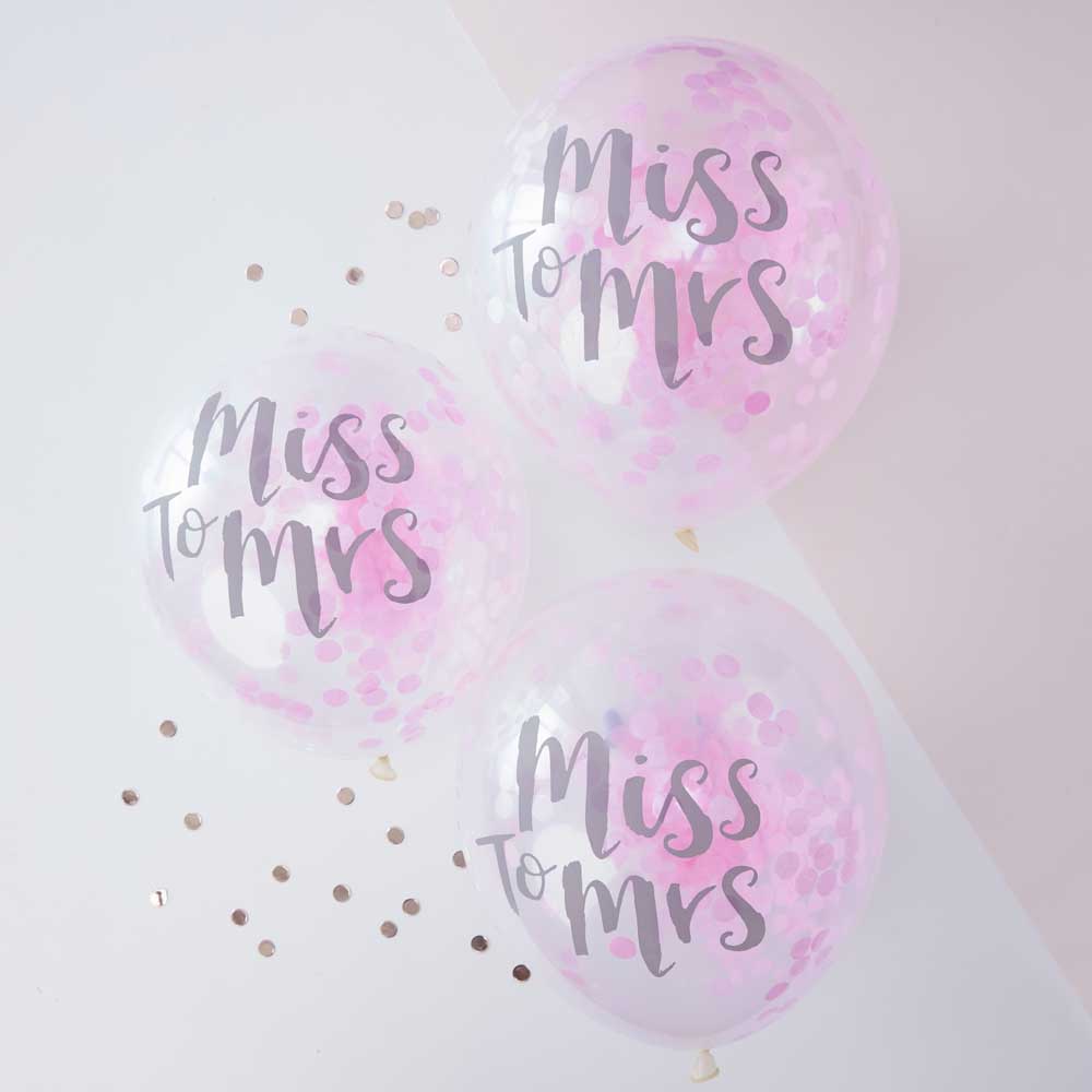 Miss to Mrs Pink Confetti Balloons by Favour Lane