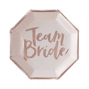 Rose Gold Team Bride Paper Plates