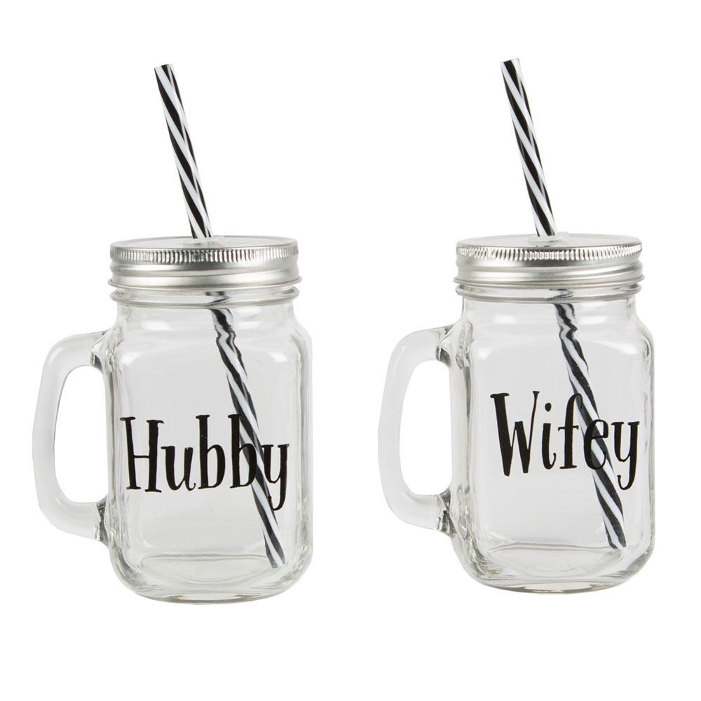 Hubby & Wifey Mason Drinking Jars