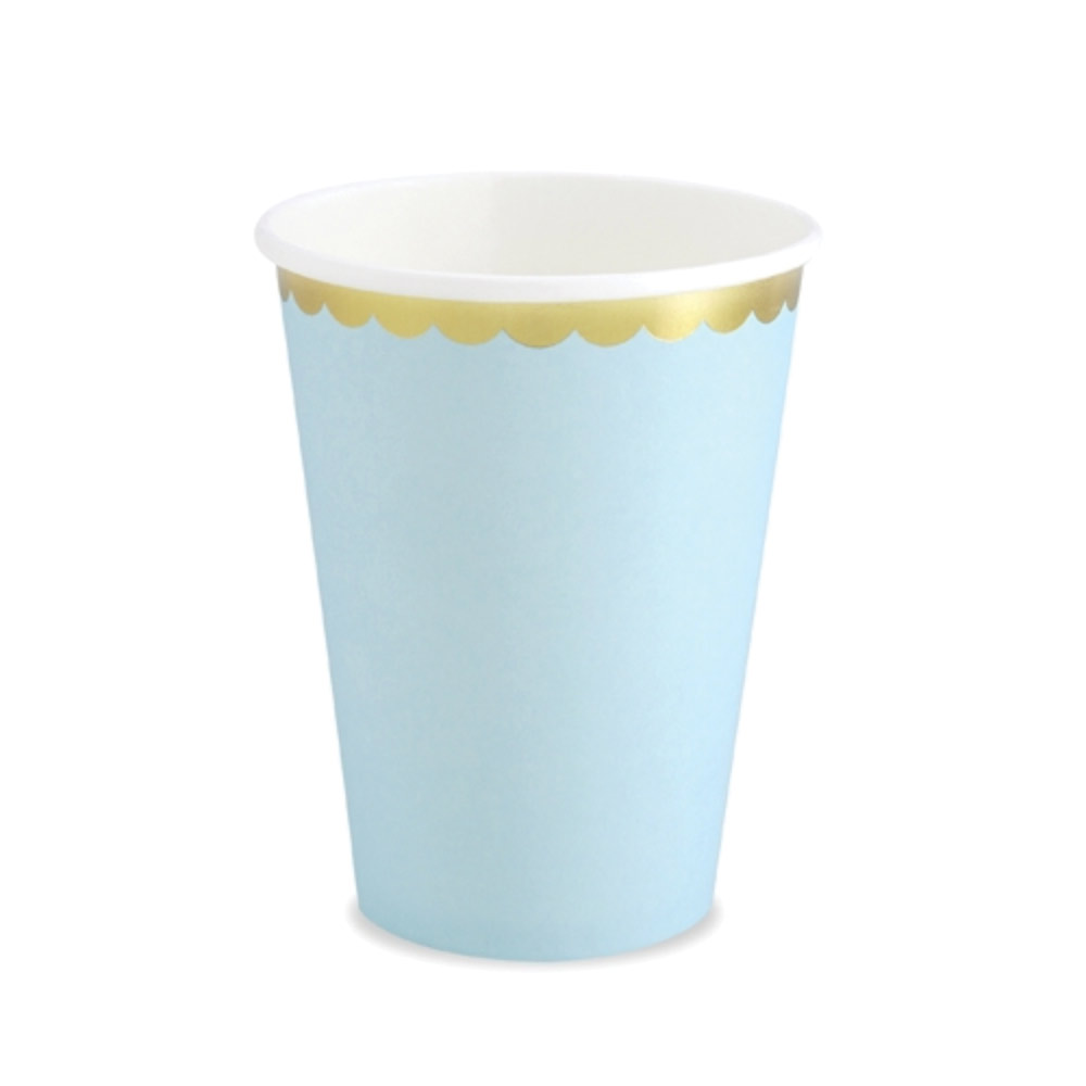 Baby Blue and Gold Paper Cups