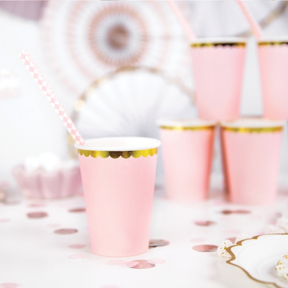 Pastel Pink and Gold Paper Cups
