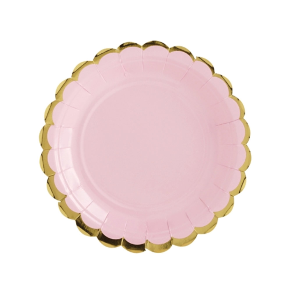 Light Pink and Gold Trim Paper Plates