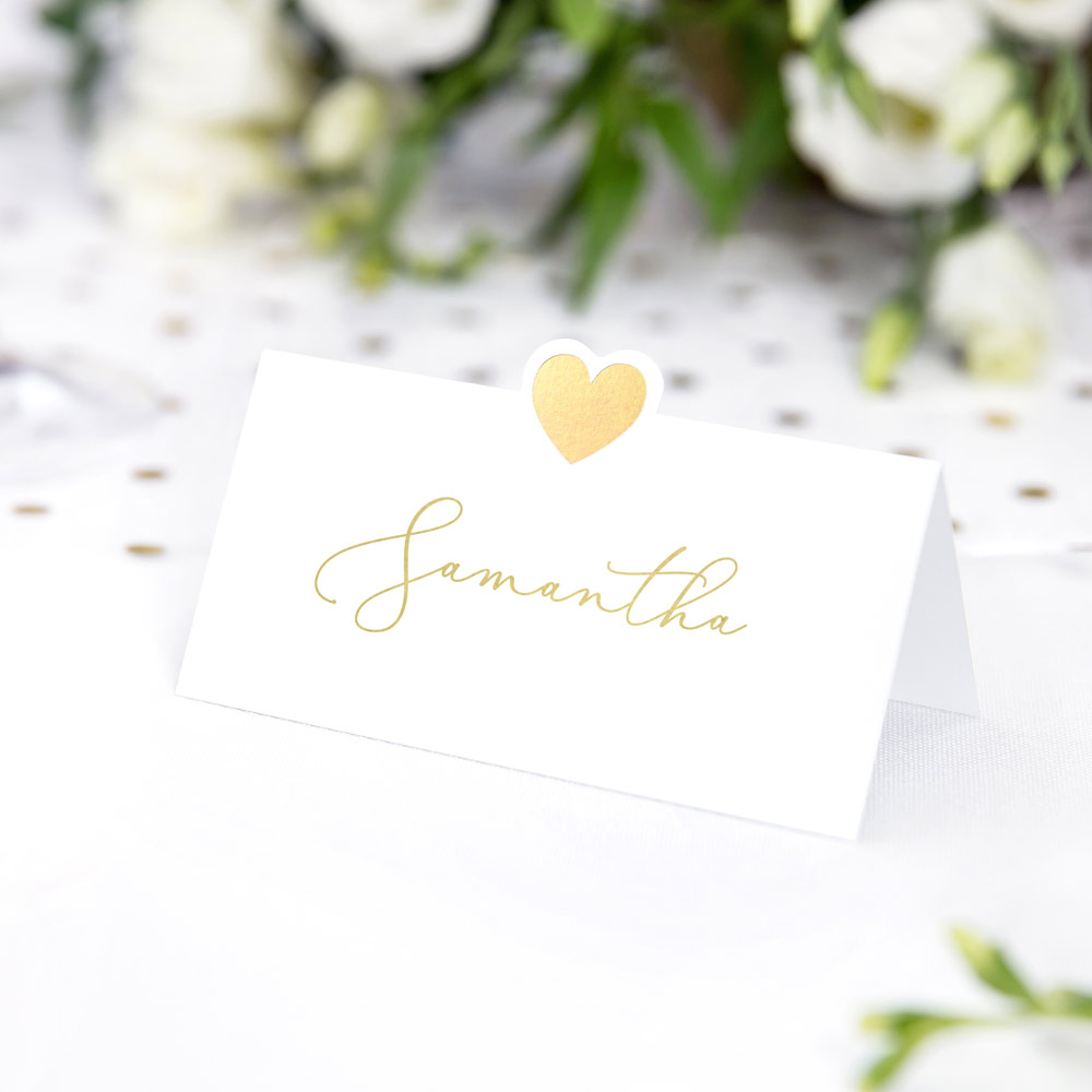 Die Cut Gold Heart Place Cards