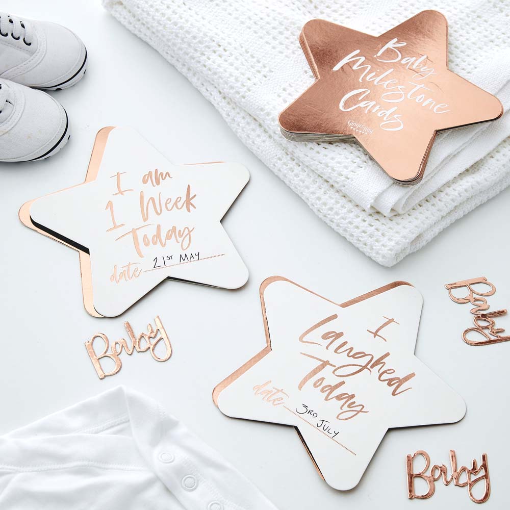 Rose Gold Foiled Star Milestone Cards
