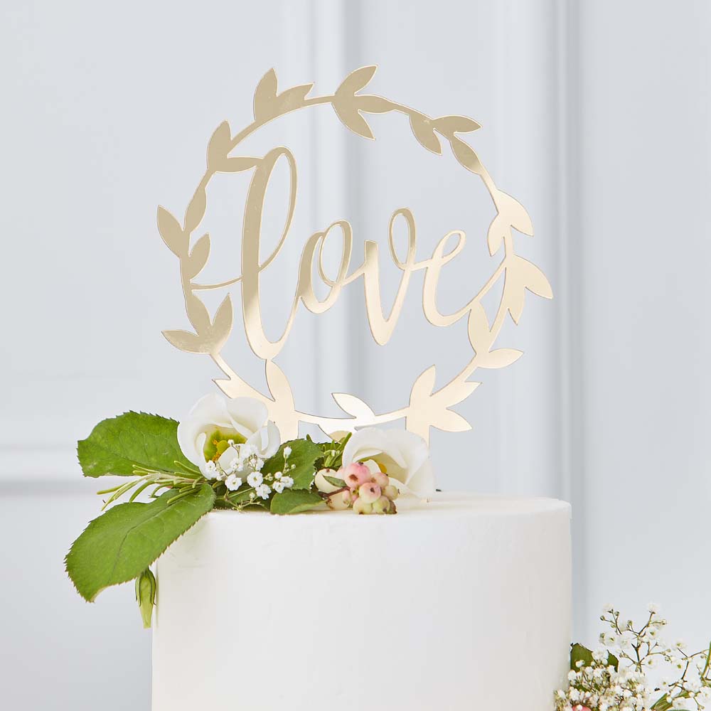 Gold Acrylic Love Cake Topper