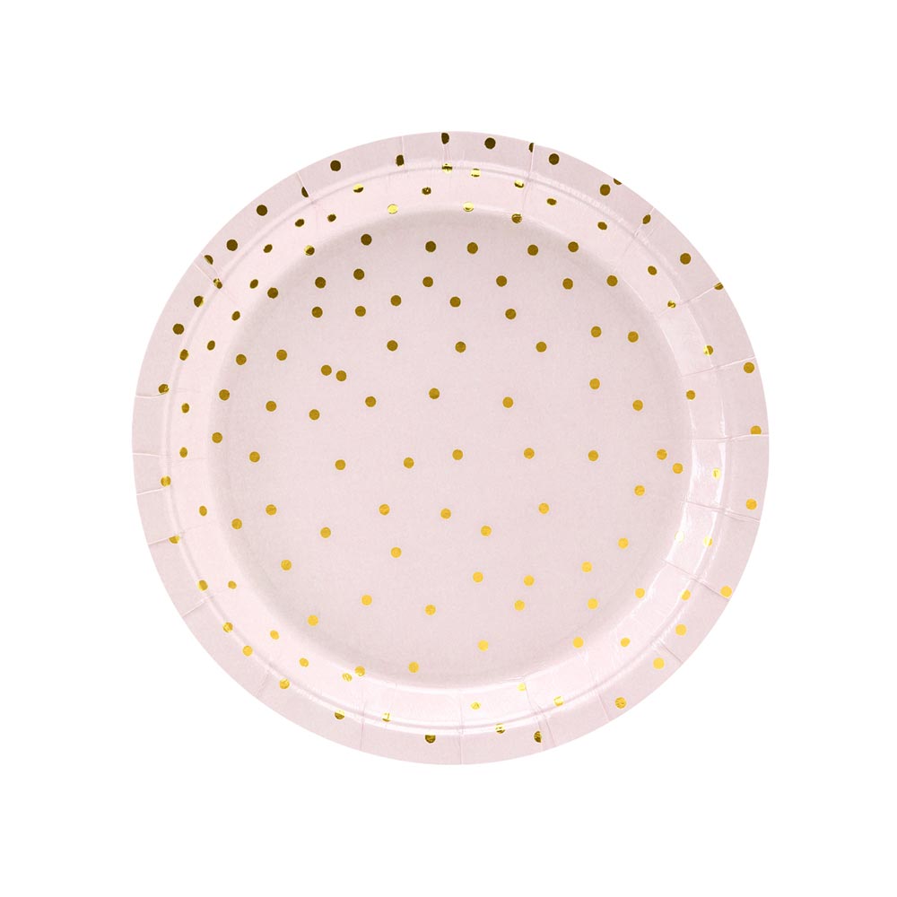 Light Pink & Gold Polka Dot Plates