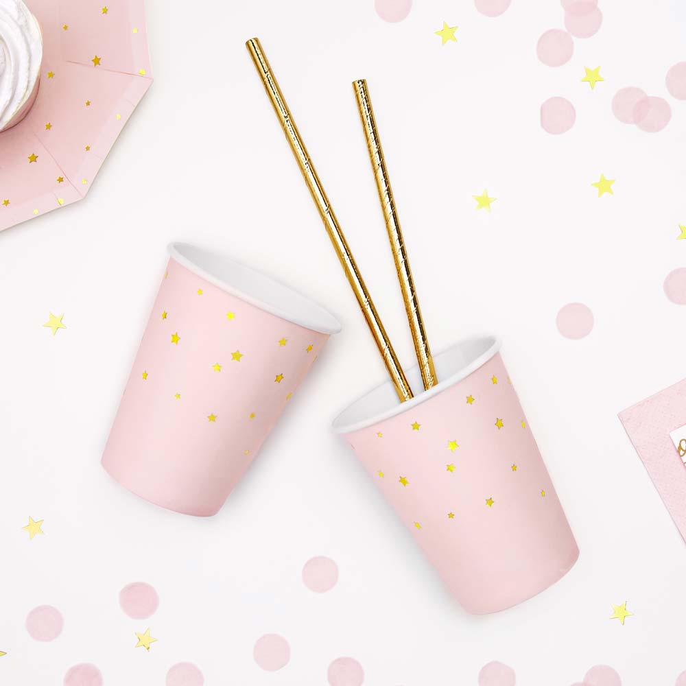 Pink and Gold Star Paper Cups