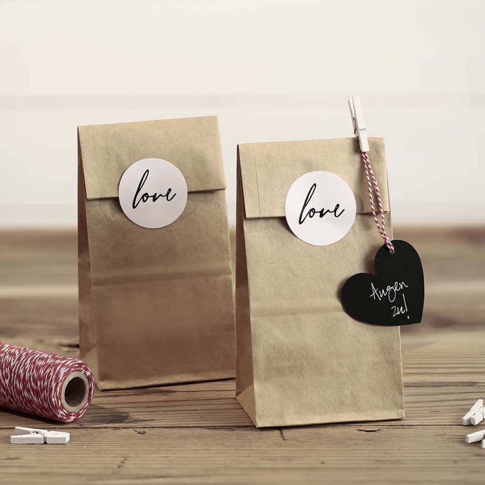 White Sweet Bags With Love Sticker