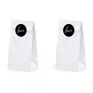 White Sweet Bags With Love Sticker