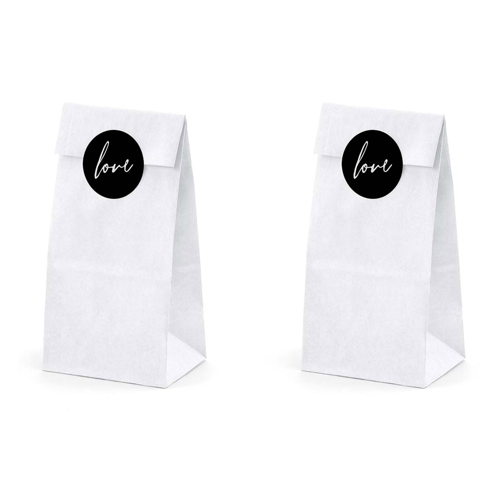White Sweet Bags With Love Sticker